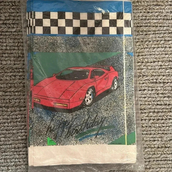 NWT VTG 1987 Red Car Table Cover C.A. REED INC. 52inx96in new in plastic - Picture 2 of 6